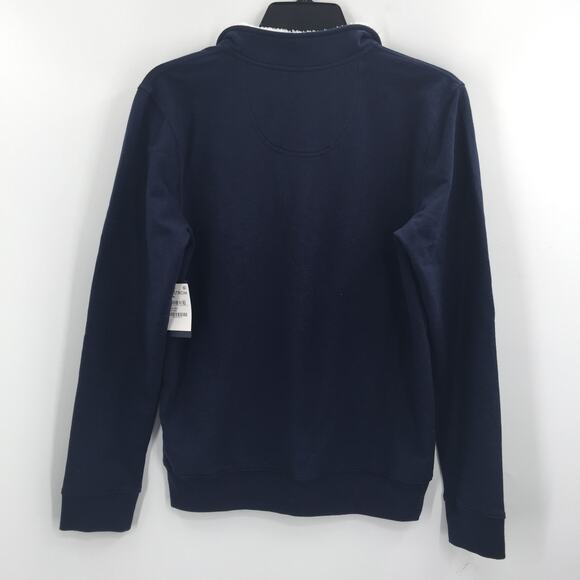 1901 Kids Pop Collar Quarter-Zip Pullover Sweatshirt Long Sleeve Navy X-Large - Picture 3 of 5